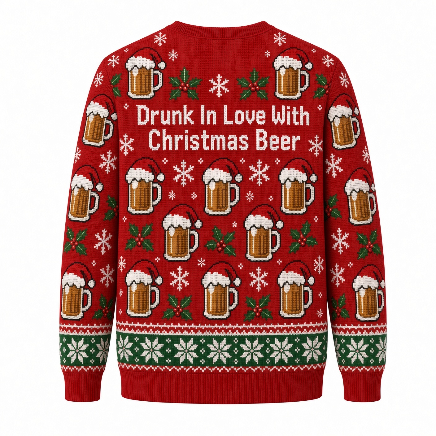 [popular-sweater:PX-02-17:back] Drunk In Love With Christmas Beer Ugly Christmas Sweatshirt - Back view