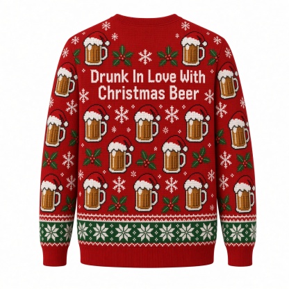 [popular-sweater:PX-02-17:back] Drunk In Love With Christmas Beer Ugly Christmas Sweatshirt - Back view