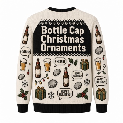 [popular-sweater:PX-02-18:back] Bottle Cap Christmas Ornaments Ugly Christmas Sweatshirt - Back view