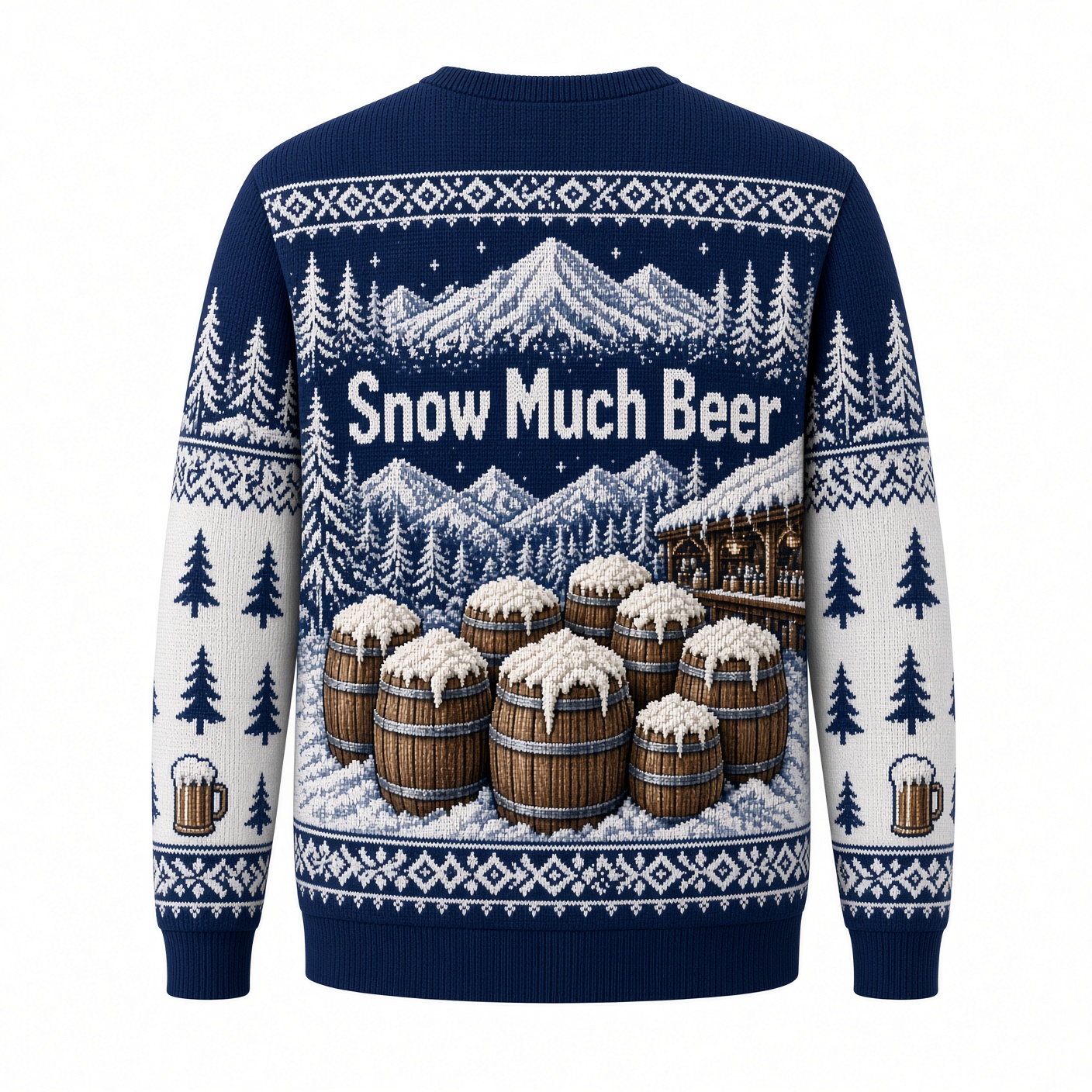 [popular-sweater:PX-02-19:back] Snow Much Beer Ugly Christmas Sweatshirt - Back view