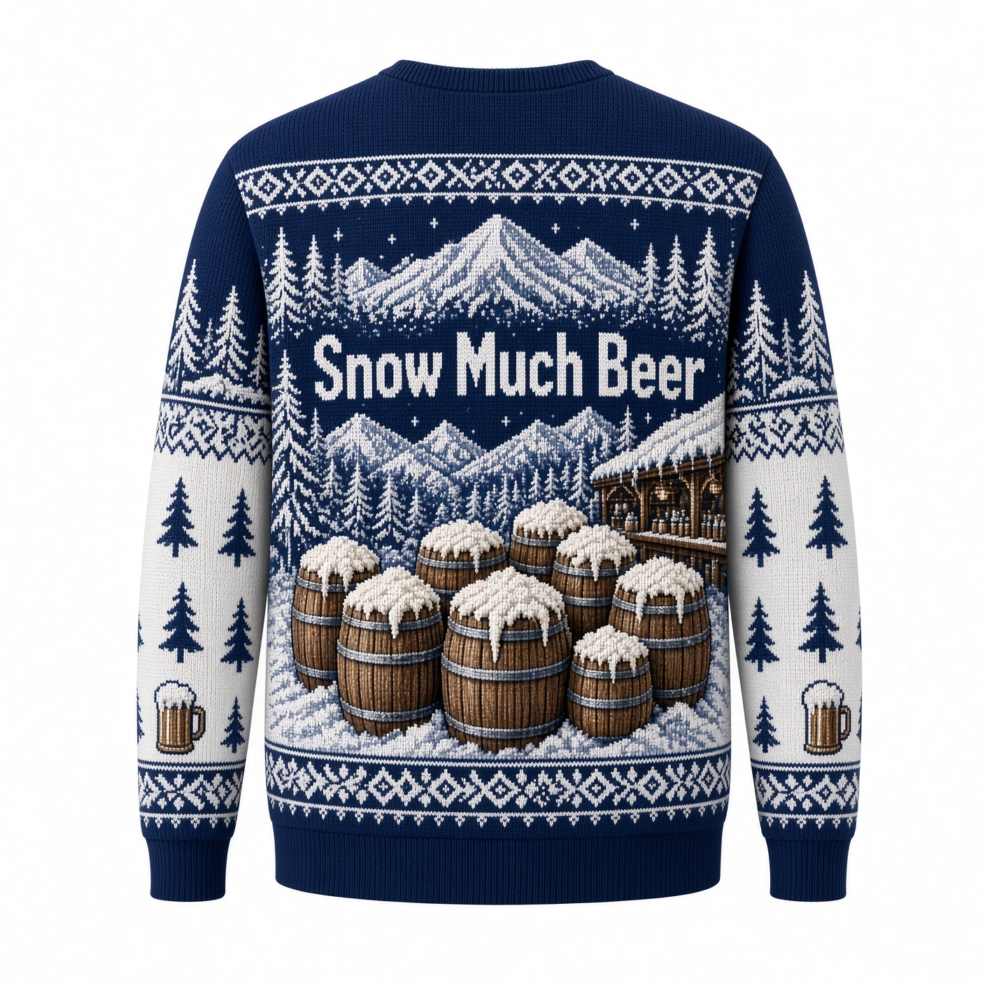 [popular-sweater:PX-02-19:back] Snow Much Beer Ugly Christmas Sweatshirt - Back view