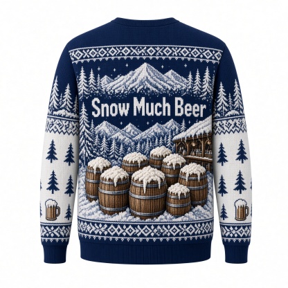[popular-sweater:PX-02-19:back] Snow Much Beer Ugly Christmas Sweatshirt - Back view