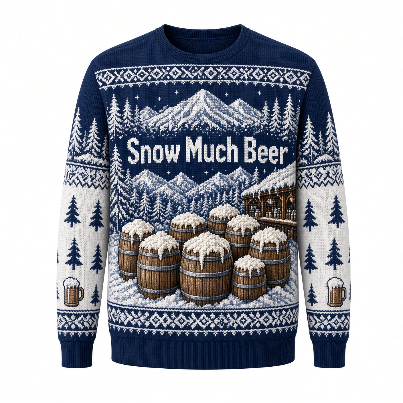 [popular-sweater:PX-02-19:front] Snow Much Beer Ugly Christmas Sweatshirt - Front view