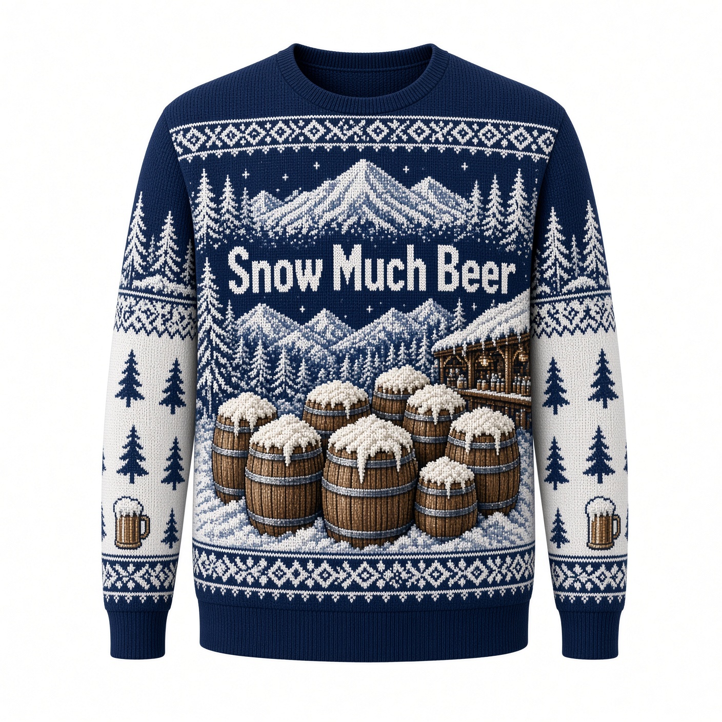 [popular-sweater:PX-02-19:front] Snow Much Beer Ugly Christmas Sweatshirt - Front view