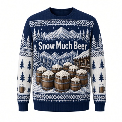 [popular-sweater:PX-02-19:front] Snow Much Beer Ugly Christmas Sweatshirt - Front view