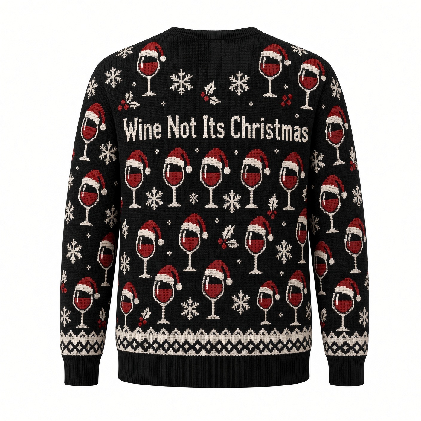 [popular-sweater:PX-03-02:back] Wine Not Its Christmas Ugly Christmas Sweatshirt - Back view