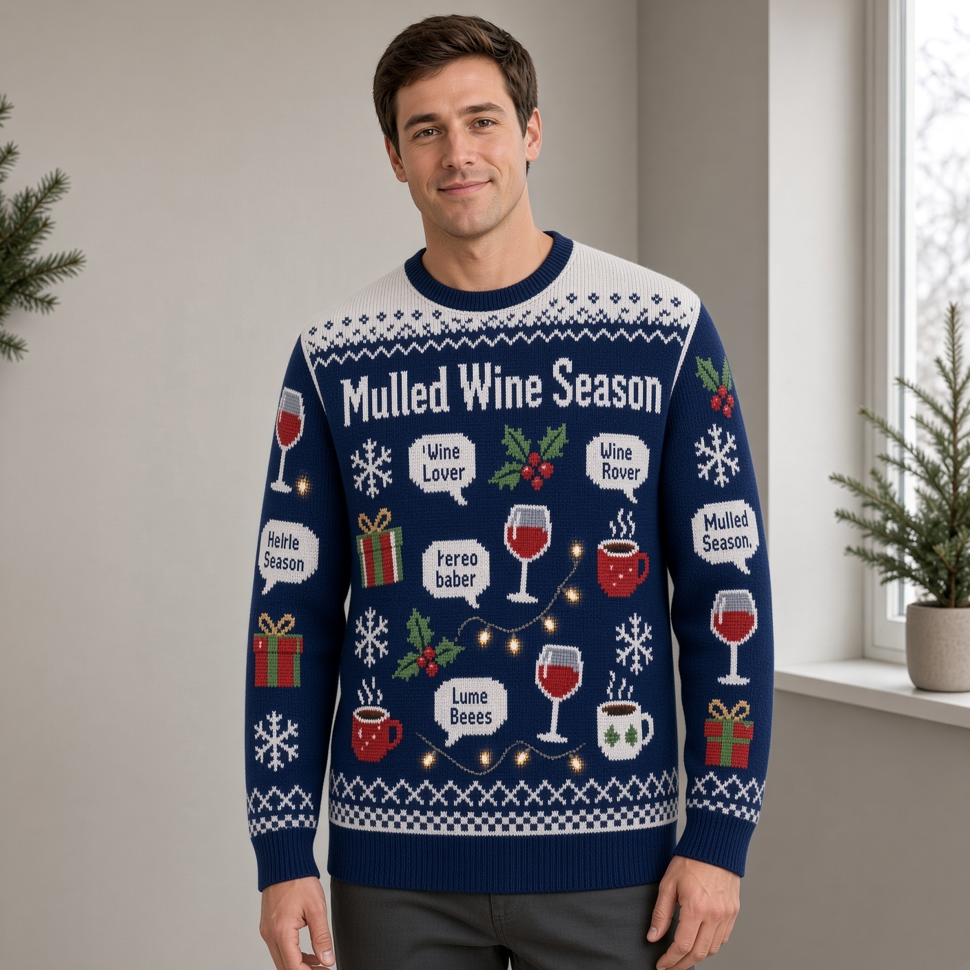 [popular-sweater:PX-03-03:male] Mulled Wine Season Ugly Christmas Sweatshirt - Male view