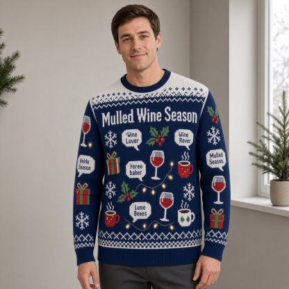 [popular-sweater:PX-03-03:male] Mulled Wine Season Ugly Christmas Sweatshirt - Male view