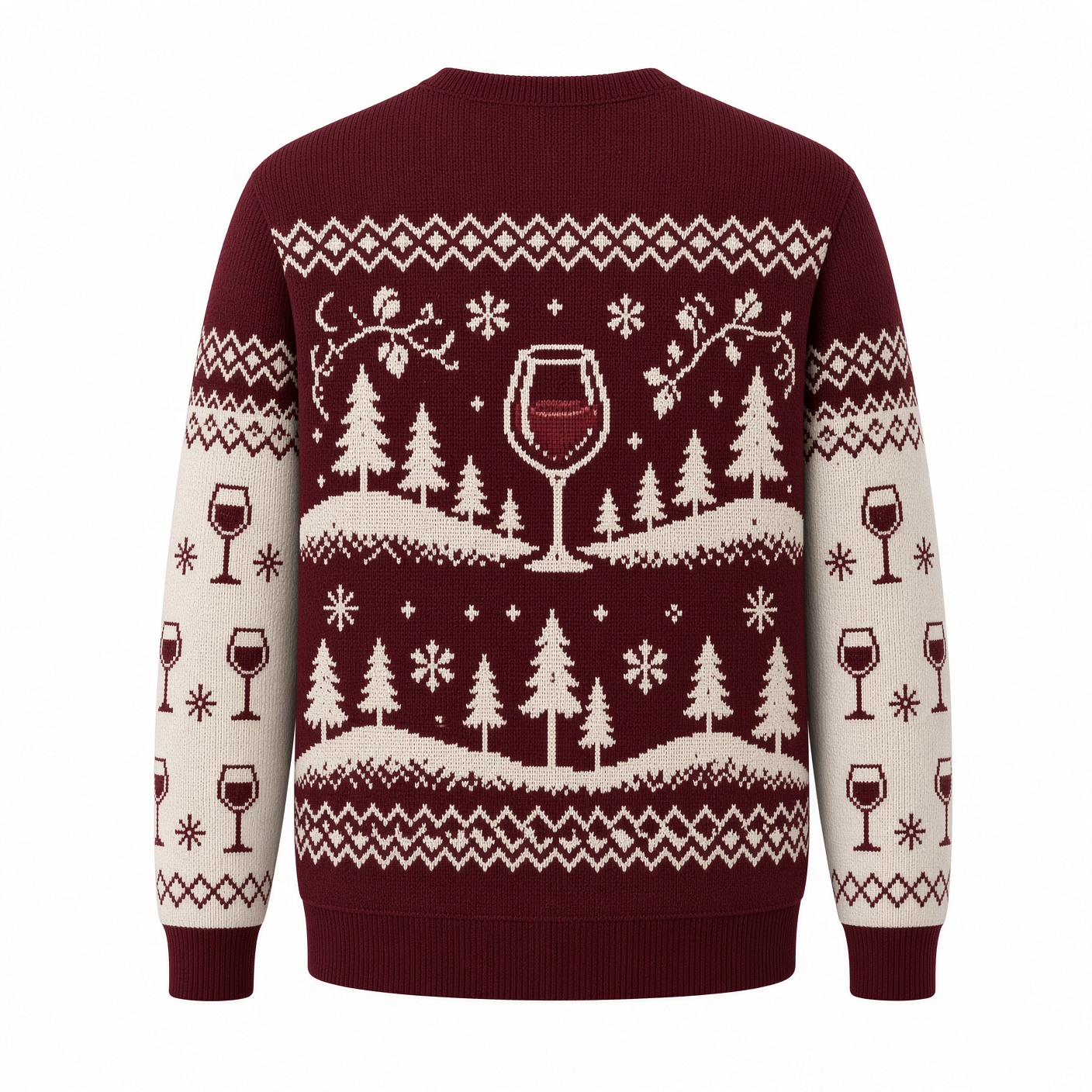 [popular-sweater:PX-03-04:back] Merry Bright And Slightly Tipsy Wine Ugly Christmas Sweatshirt - Back view