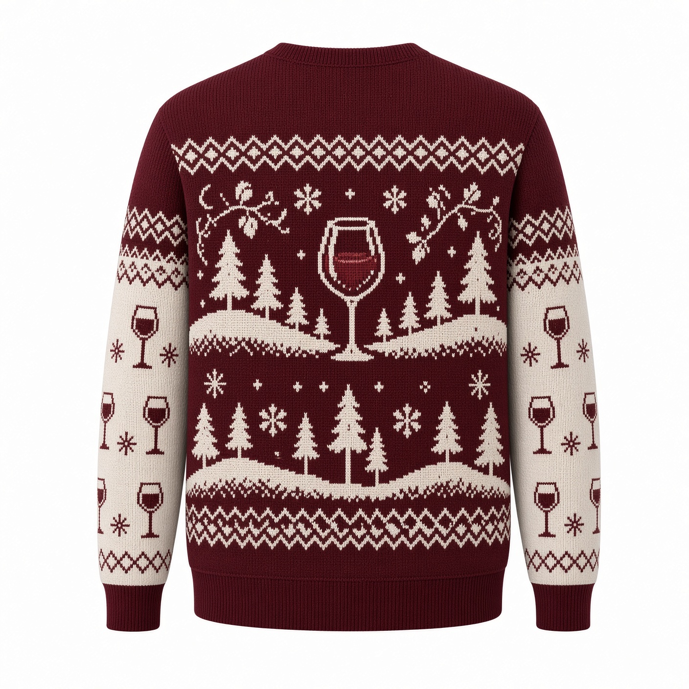 [popular-sweater:PX-03-04:back] Merry Bright And Slightly Tipsy Wine Ugly Christmas Sweatshirt - Back view