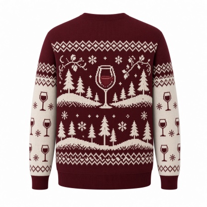 [popular-sweater:PX-03-04:back] Merry Bright And Slightly Tipsy Wine Ugly Christmas Sweatshirt - Back view