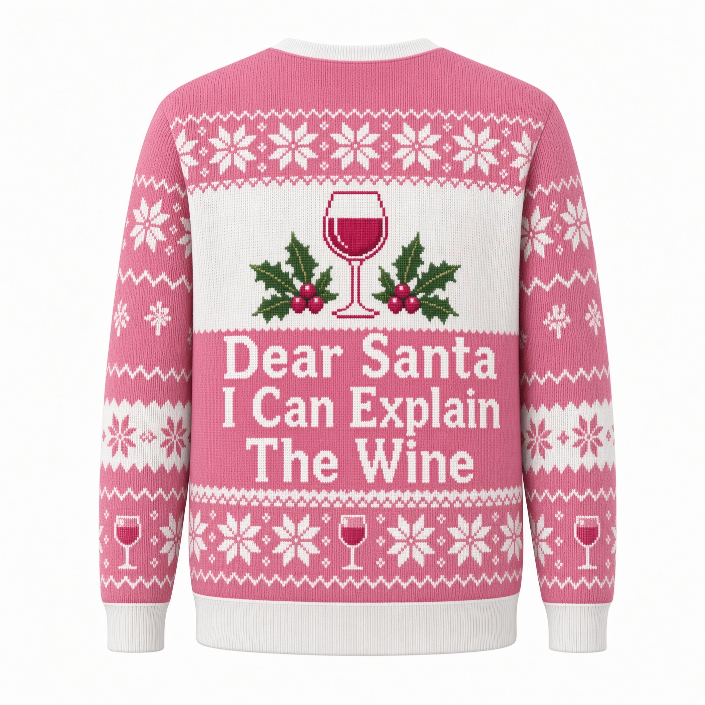 [popular-sweater:PX-03-06:back] Dear Santa I Can Explain The Wine Ugly Christmas Sweatshirt - Back view