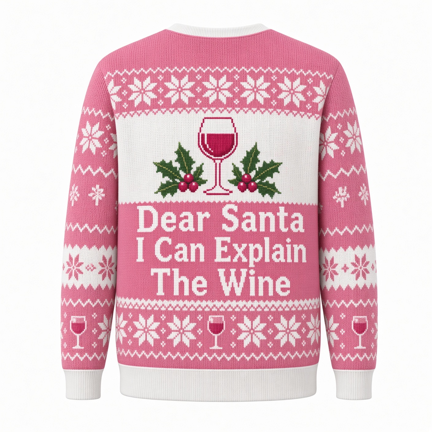 [popular-sweater:PX-03-06:back] Dear Santa I Can Explain The Wine Ugly Christmas Sweatshirt - Back view