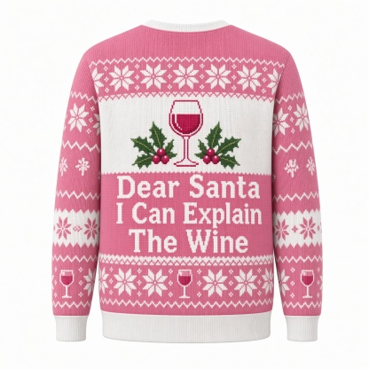 [popular-sweater:PX-03-06:back] Dear Santa I Can Explain The Wine Ugly Christmas Sweatshirt - Back view