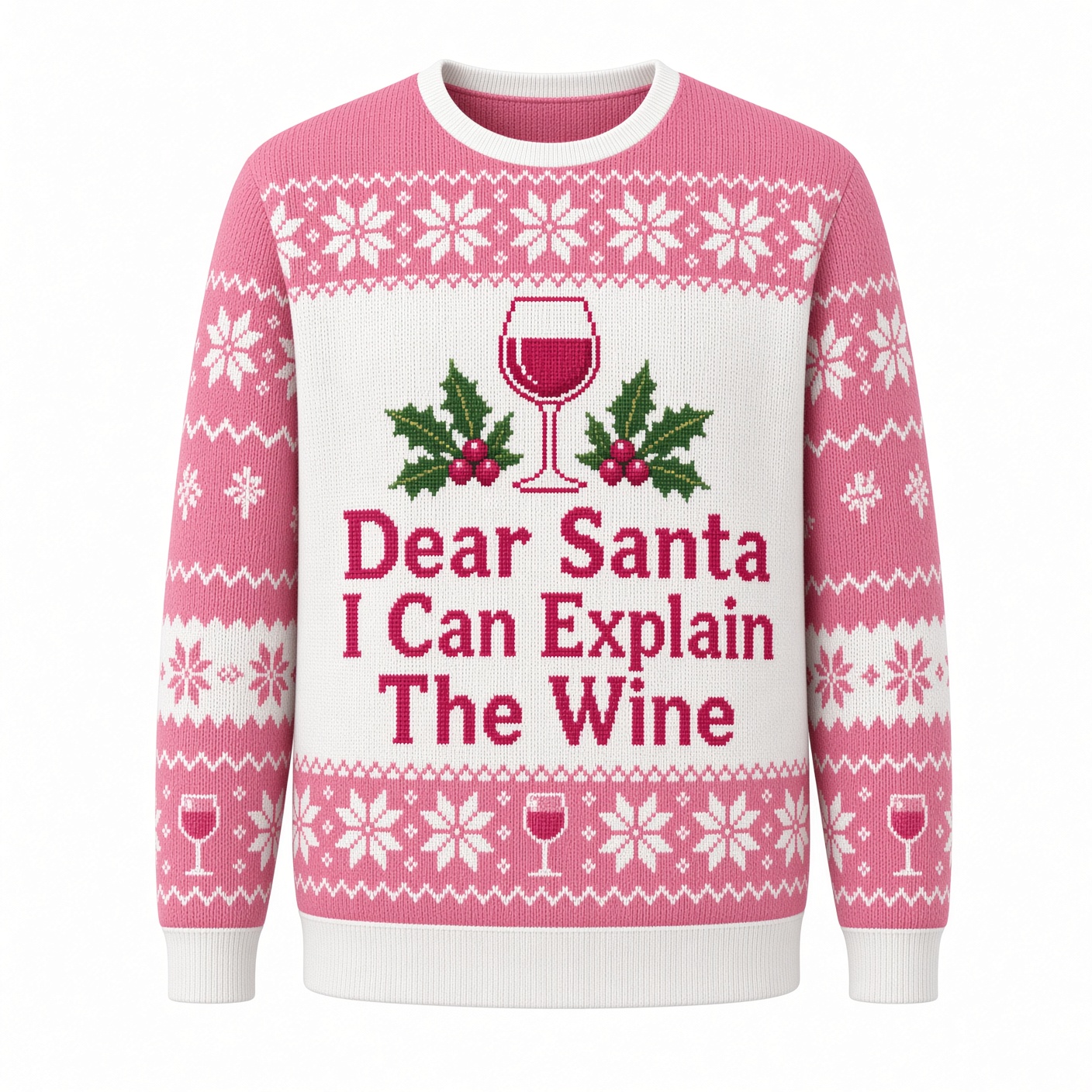 [popular-sweater:PX-03-06:front] Dear Santa I Can Explain The Wine Ugly Christmas Sweatshirt - Front view