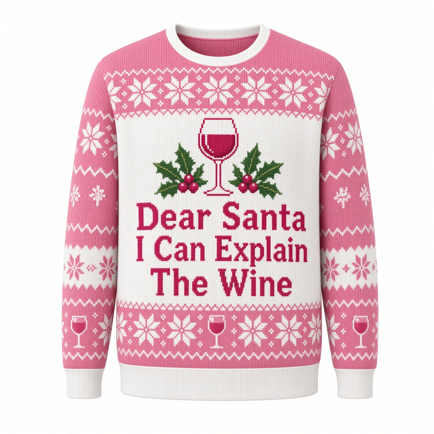 [popular-sweater:PX-03-06:front] Dear Santa I Can Explain The Wine Ugly Christmas Sweatshirt - Front view