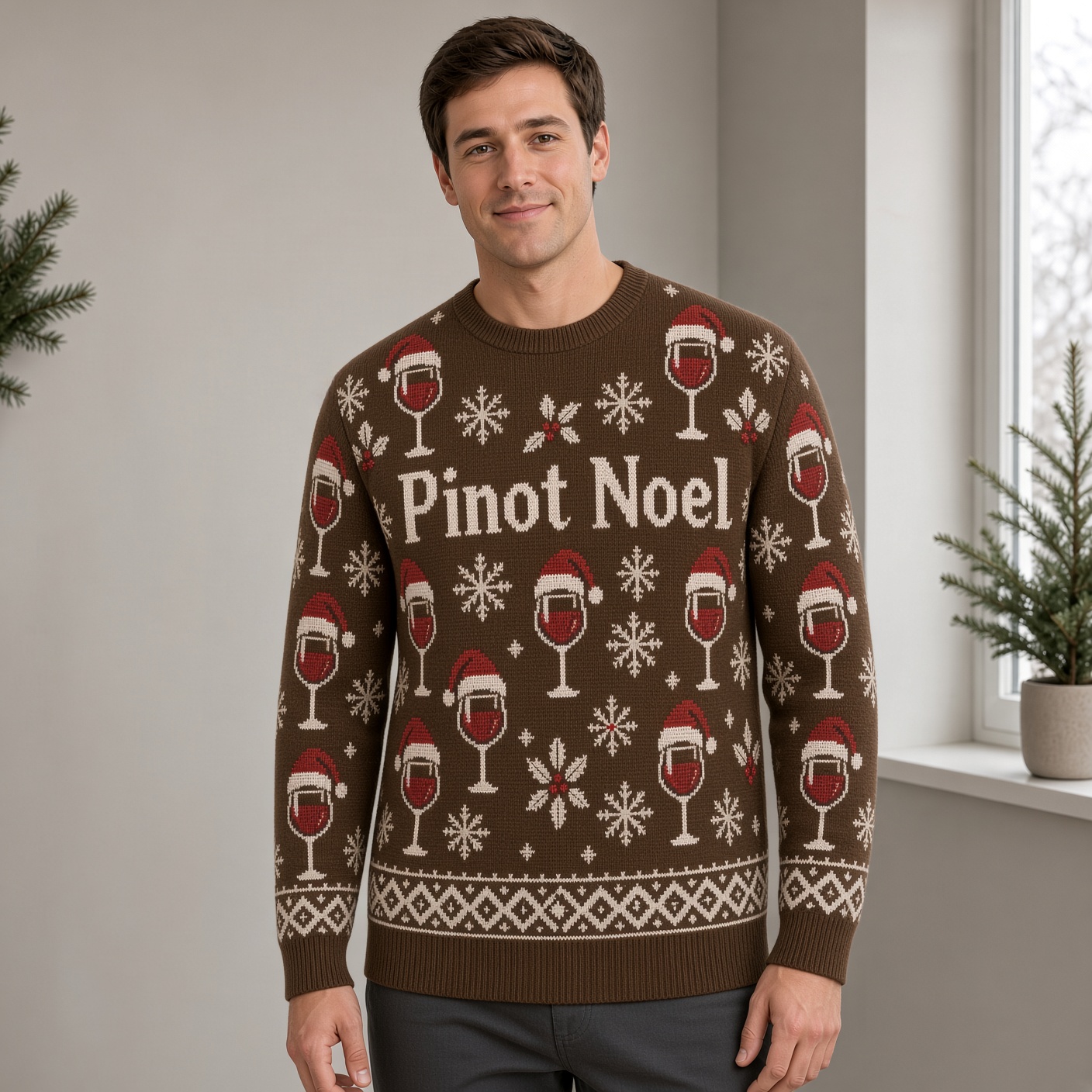 [popular-sweater:PX-03-07:male] Pinot Noel Ugly Christmas Sweatshirt - Male view