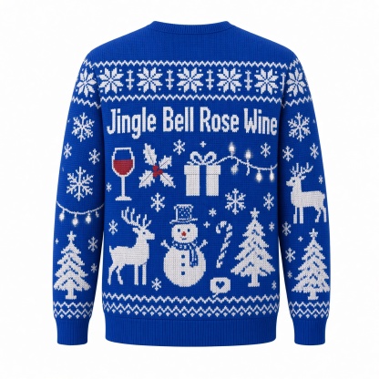 [popular-sweater:PX-03-08:back] Jingle Bell Rose Wine Ugly Christmas Sweatshirt - Back view