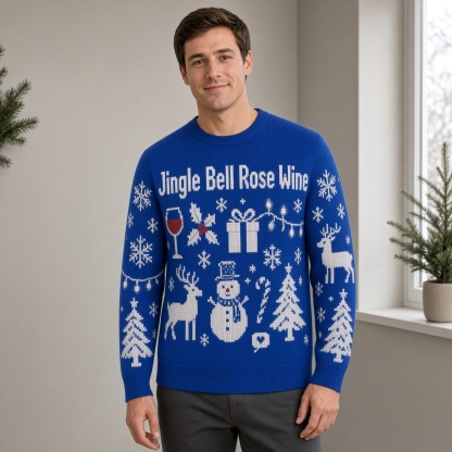 [popular-sweater:PX-03-08:male] Jingle Bell Rose Wine Ugly Christmas Sweatshirt - Male view