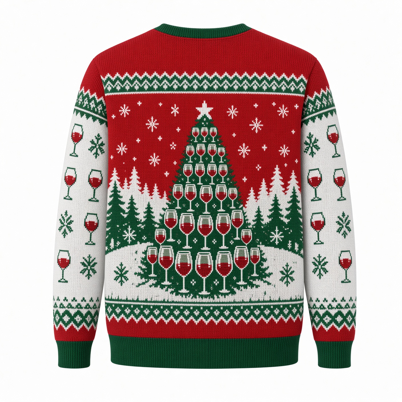 [popular-sweater:PX-03-09:back] Wine Glass Christmas Tree Ugly Christmas Sweatshirt - Back view