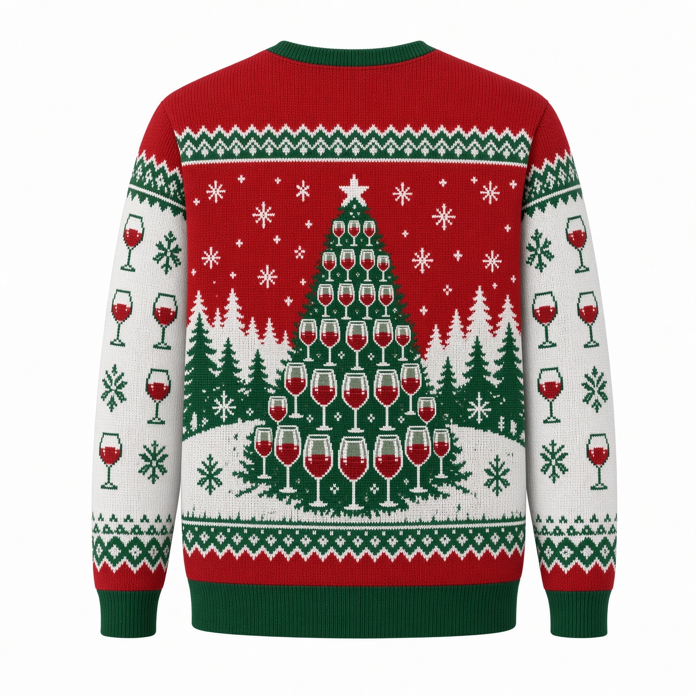[popular-sweater:PX-03-09:back] Wine Glass Christmas Tree Ugly Christmas Sweatshirt - Back view