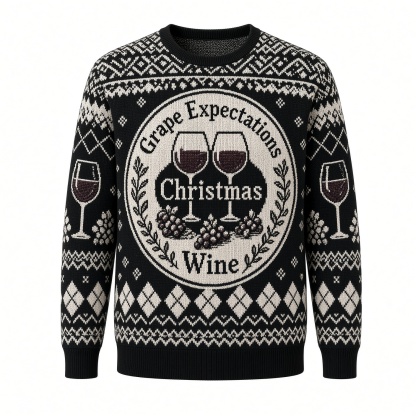 [popular-sweater:PX-03-10:front] Grape Expectations Christmas Wine Ugly Christmas Sweatshirt - Front view