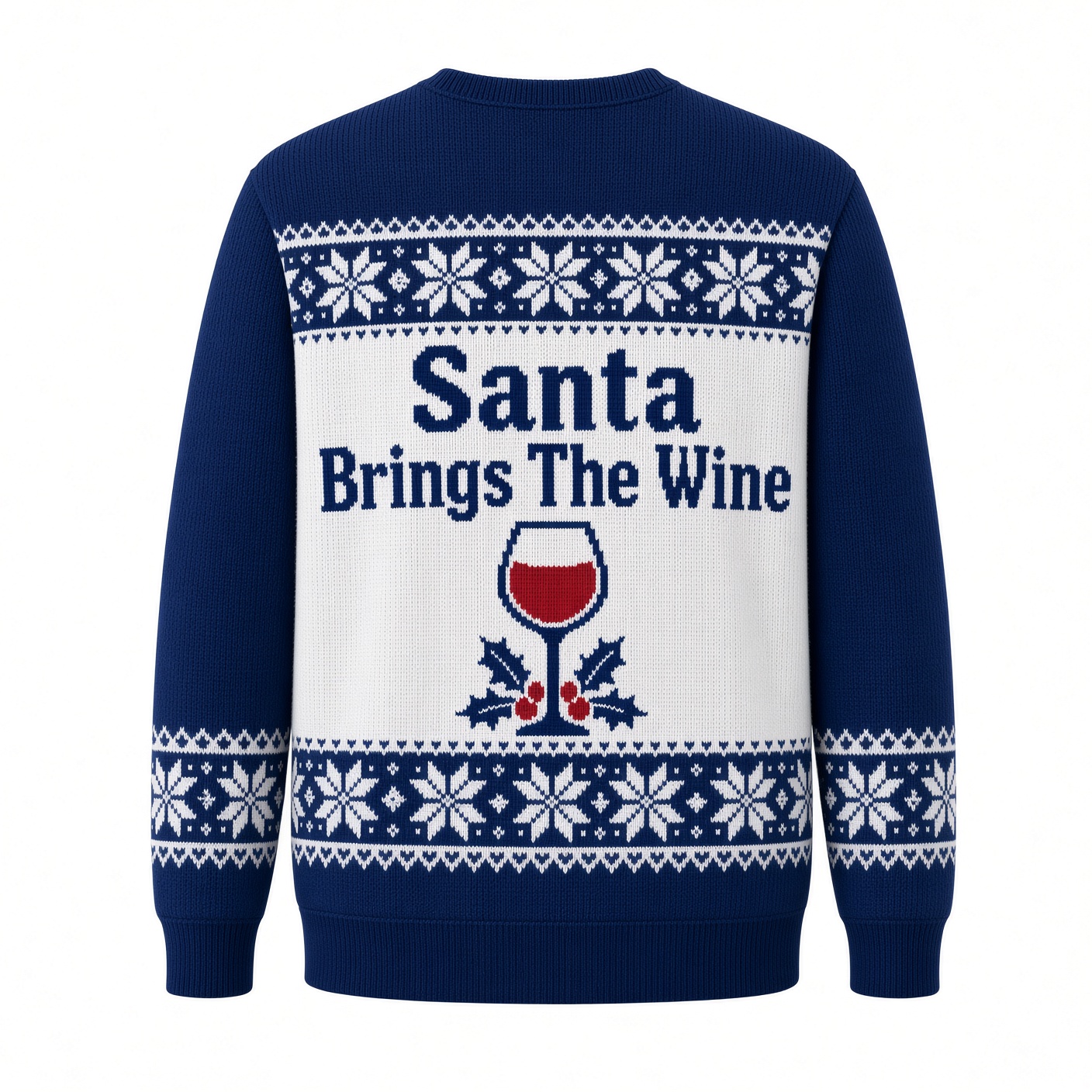 [popular-sweater:PX-03-11:back] Santa Brings The Wine Ugly Christmas Sweatshirt - Back view