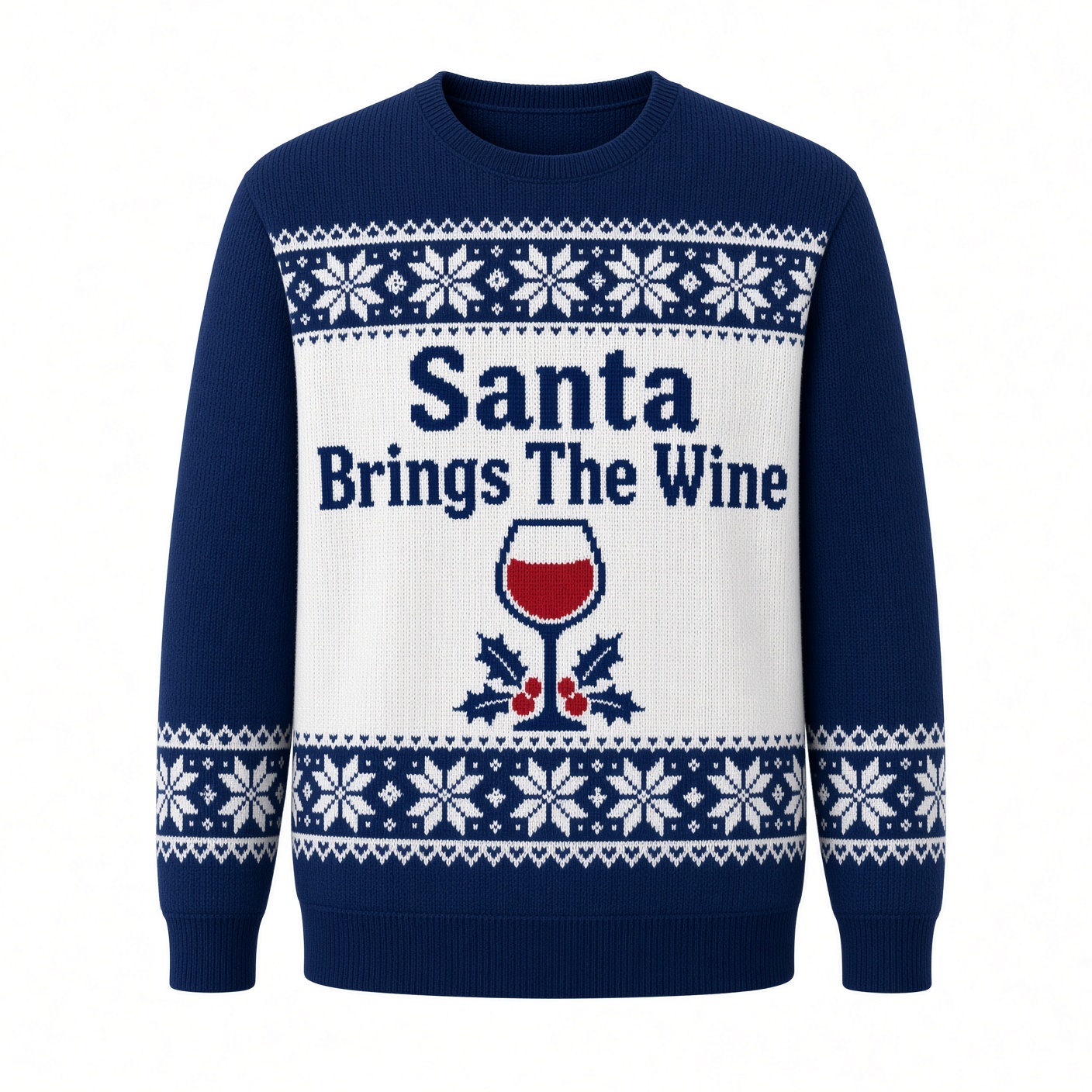 [popular-sweater:PX-03-11:front] Santa Brings The Wine Ugly Christmas Sweatshirt - Front view