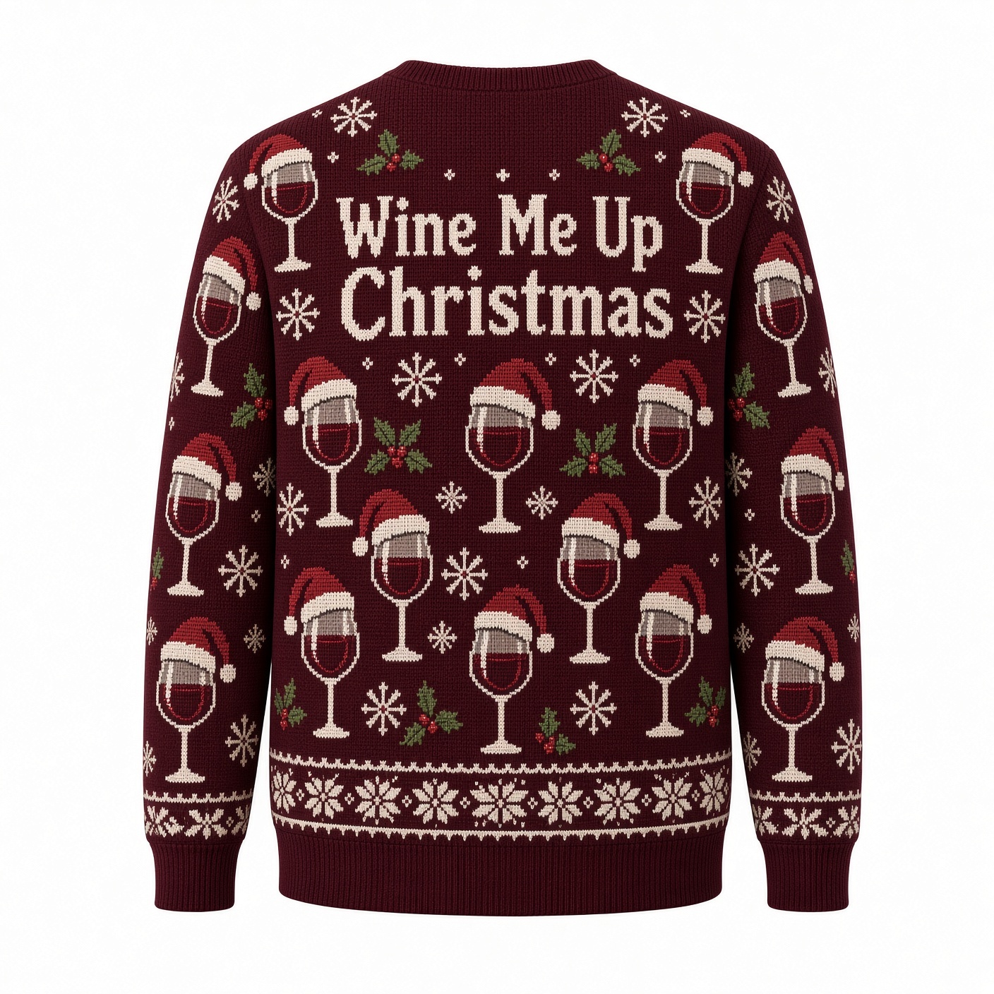 [popular-sweater:PX-03-12:back] Wine Me Up Christmas Ugly Christmas Sweatshirt - Back view