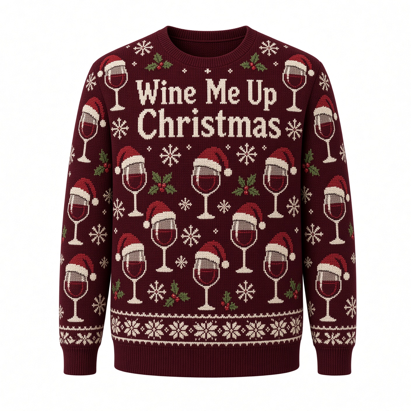 [popular-sweater:PX-03-12:front] Wine Me Up Christmas Ugly Christmas Sweatshirt - Front view