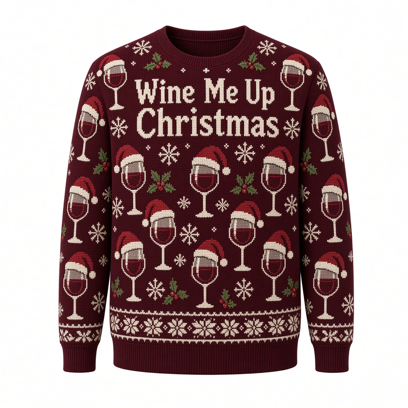 [popular-sweater:PX-03-12:front] Wine Me Up Christmas Ugly Christmas Sweatshirt - Front view