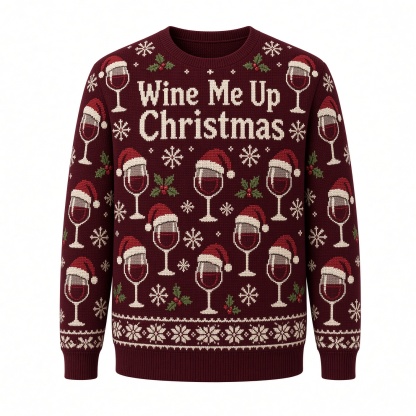 [popular-sweater:PX-03-12:front] Wine Me Up Christmas Ugly Christmas Sweatshirt - Front view