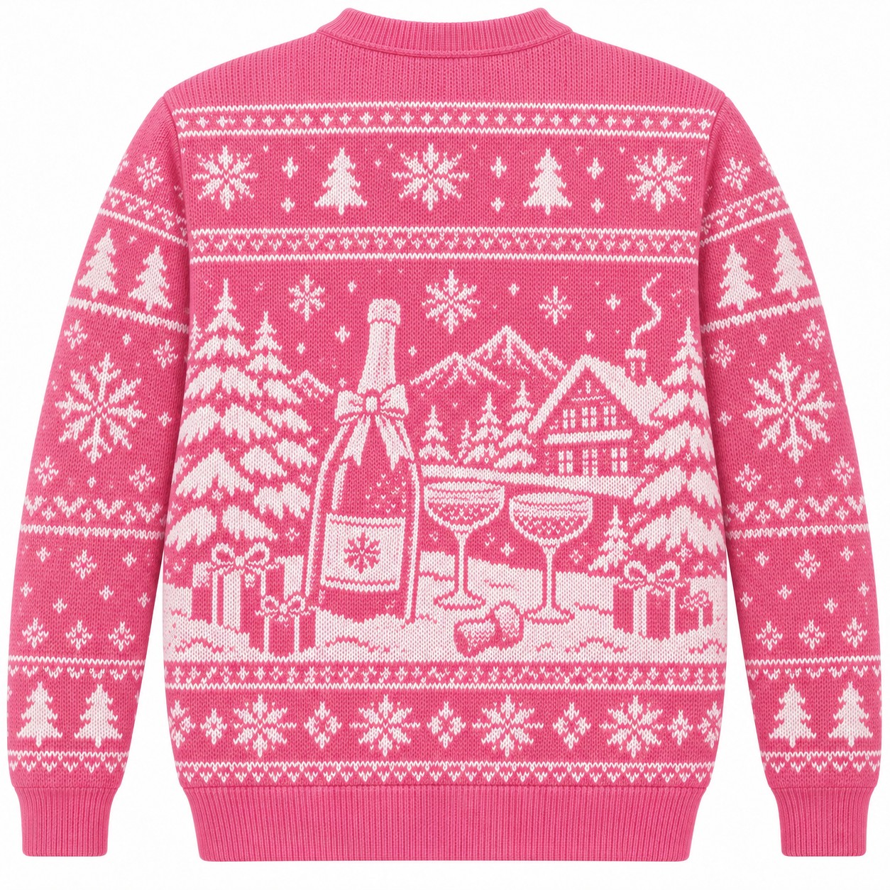 [popular-sweater:PX-03-14:back] Pop The Cork Christmas Champagne Ugly Christmas Sweatshirt - Back view