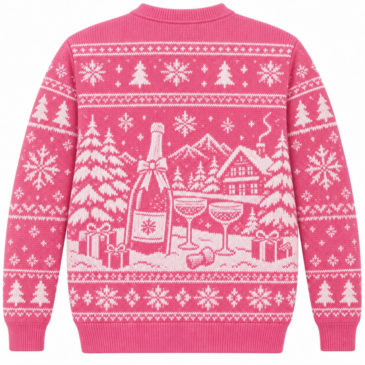 [popular-sweater:PX-03-14:back] Pop The Cork Christmas Champagne Ugly Christmas Sweatshirt - Back view