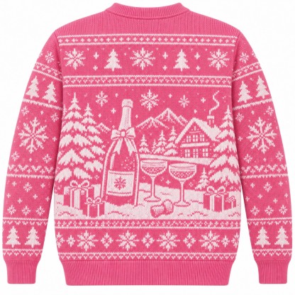 [popular-sweater:PX-03-14:back] Pop The Cork Christmas Champagne Ugly Christmas Sweatshirt - Back view
