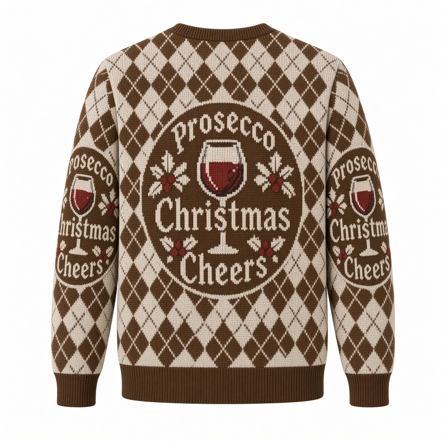 [popular-sweater:PX-03-15:back] Prosecco Christmas Cheers Ugly Christmas Sweatshirt - Back view