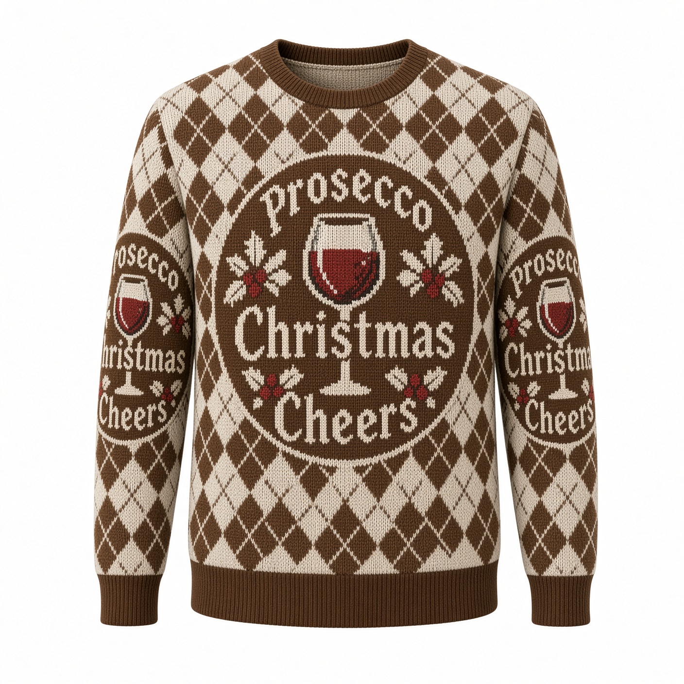 [popular-sweater:PX-03-15:front] Prosecco Christmas Cheers Ugly Christmas Sweatshirt - Front view