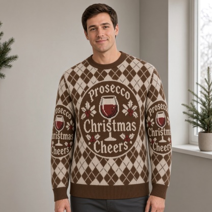 [popular-sweater:PX-03-15:male] Prosecco Christmas Cheers Ugly Christmas Sweatshirt - Male view