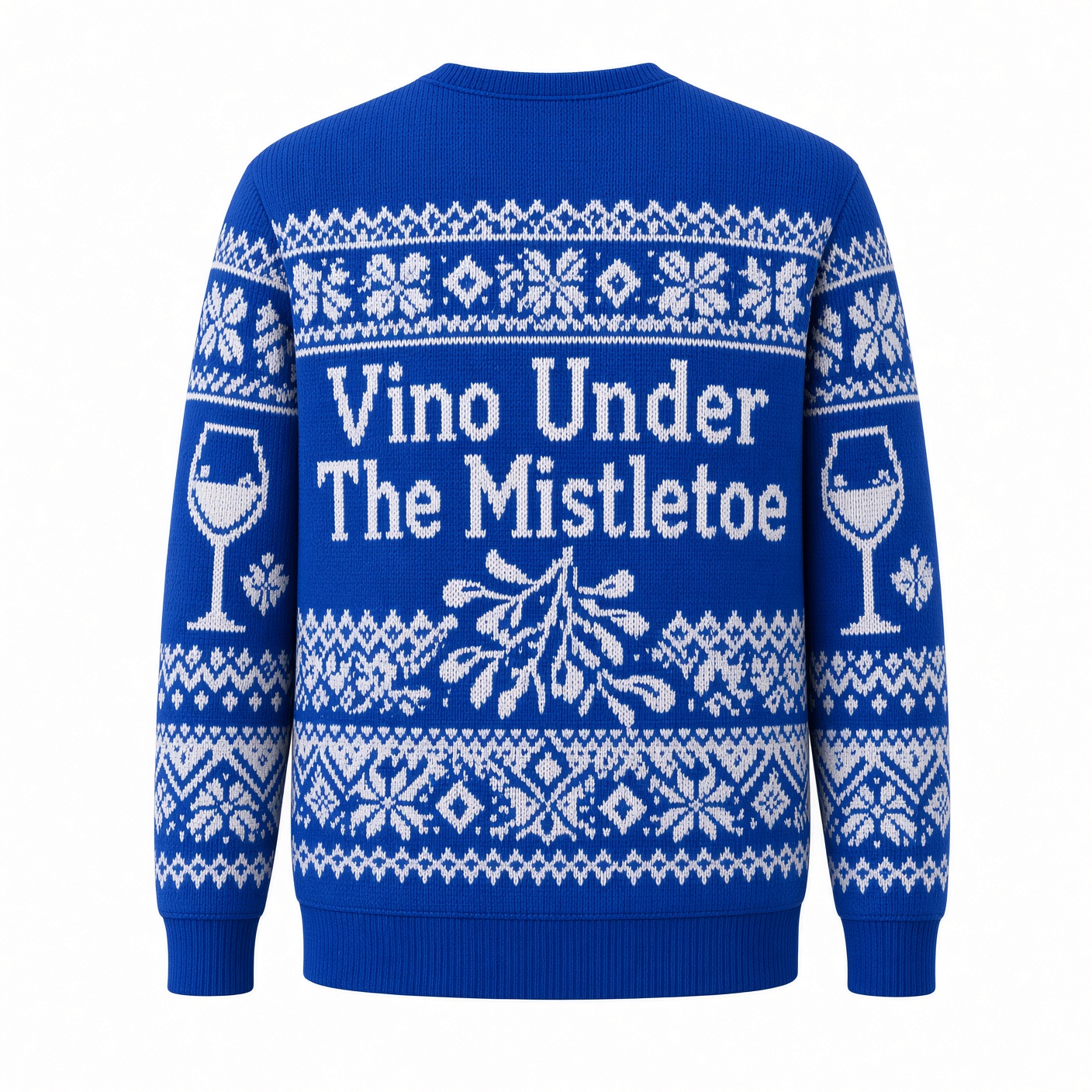 [popular-sweater:PX-03-16:back] Vino Under The Mistletoe Ugly Christmas Sweatshirt - Back view