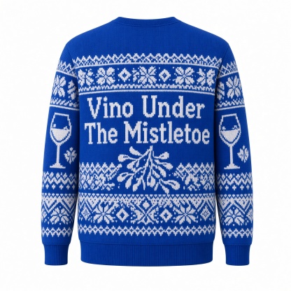 [popular-sweater:PX-03-16:back] Vino Under The Mistletoe Ugly Christmas Sweatshirt - Back view