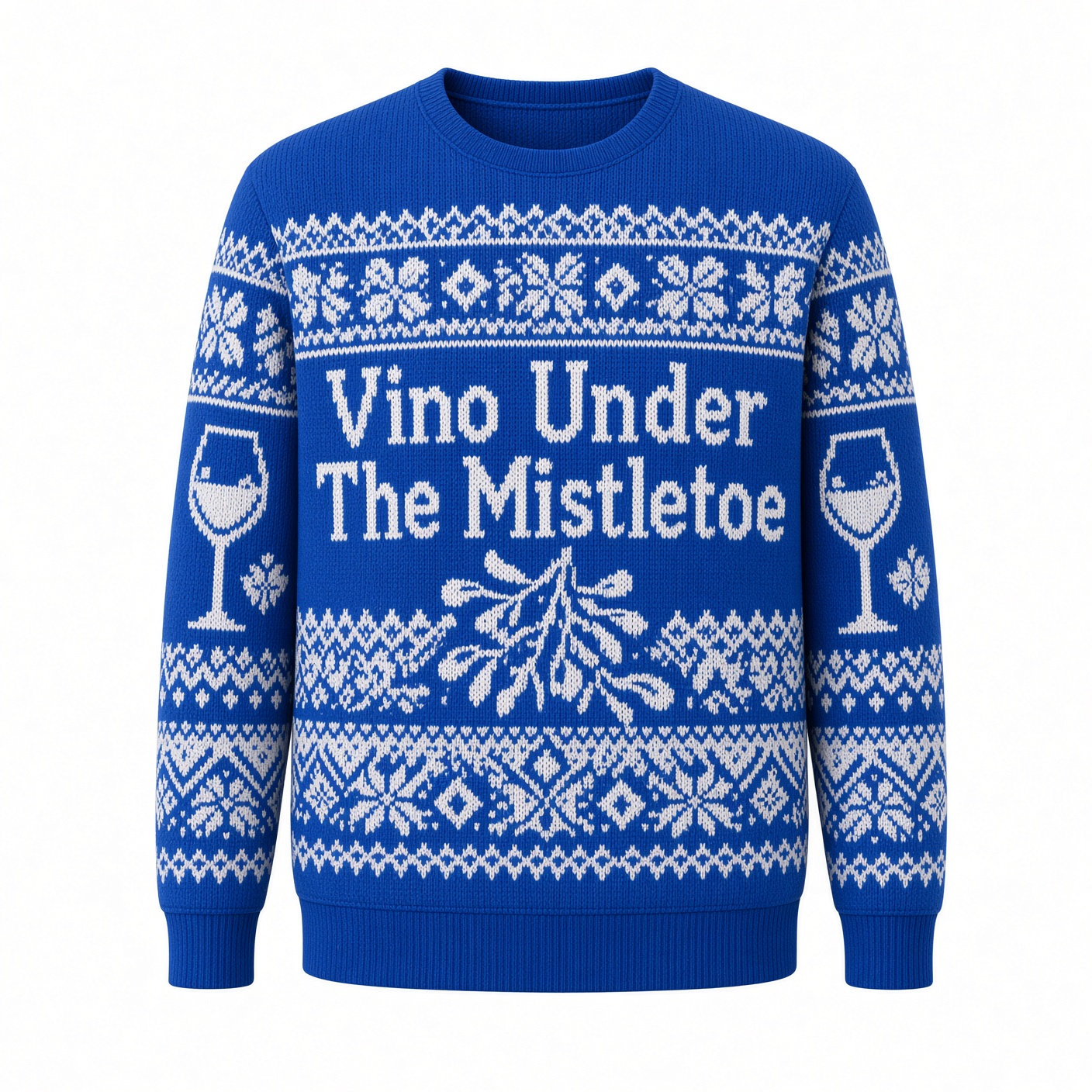 [popular-sweater:PX-03-16:front] Vino Under The Mistletoe Ugly Christmas Sweatshirt - Front view