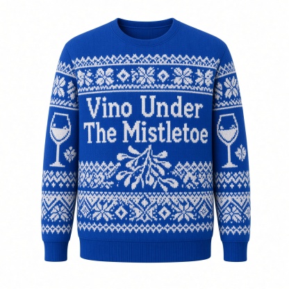 [popular-sweater:PX-03-16:front] Vino Under The Mistletoe Ugly Christmas Sweatshirt - Front view