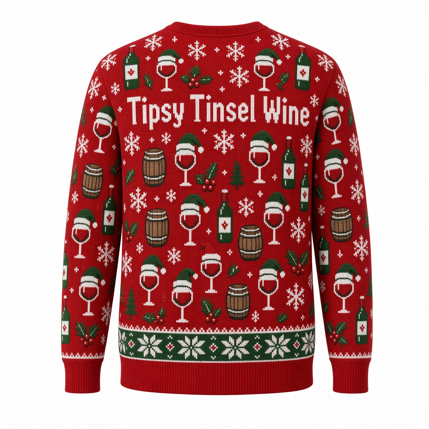 [popular-sweater:PX-03-17:back] Tipsy Tinsel Wine Ugly Christmas Sweatshirt - Back view