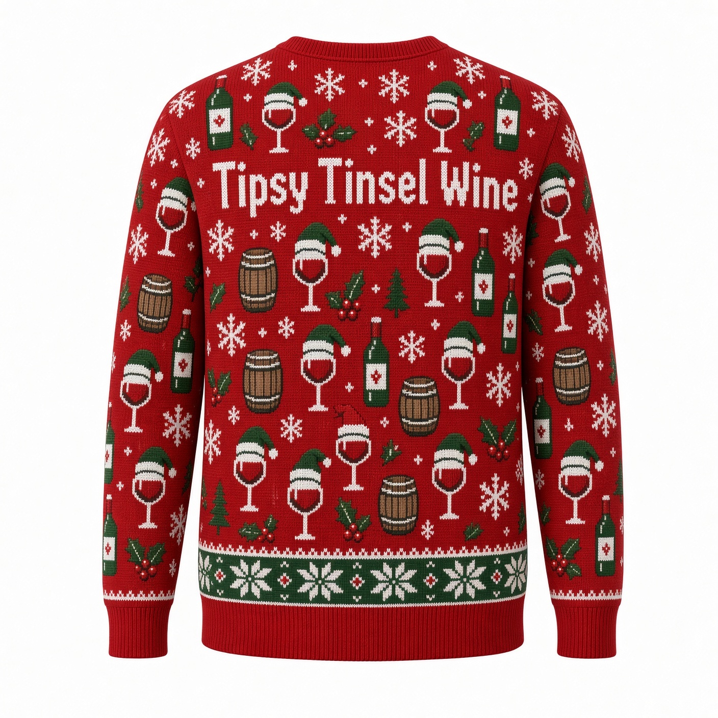 [popular-sweater:PX-03-17:back] Tipsy Tinsel Wine Ugly Christmas Sweatshirt - Back view