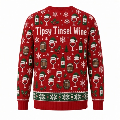 [popular-sweater:PX-03-17:back] Tipsy Tinsel Wine Ugly Christmas Sweatshirt - Back view
