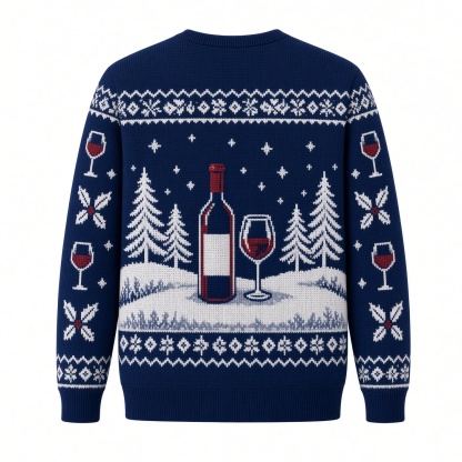 [popular-sweater:PX-03-19:back] Red Wine And Holly Ugly Christmas Sweatshirt - Back view
