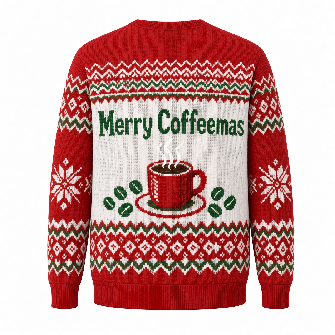 [popular-sweater:PX-04-01:back] Merry Coffeemas Ugly Christmas Sweatshirt - Back view