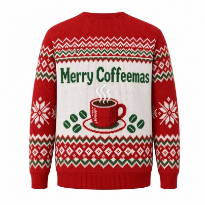 [popular-sweater:PX-04-01:back] Merry Coffeemas Ugly Christmas Sweatshirt - Back view
