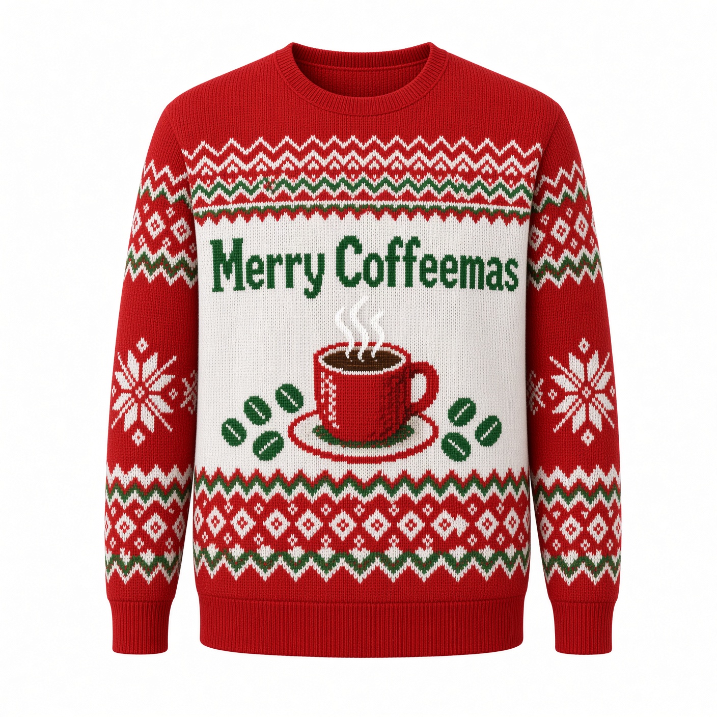 [popular-sweater:PX-04-01:front] Merry Coffeemas Ugly Christmas Sweatshirt - Front view