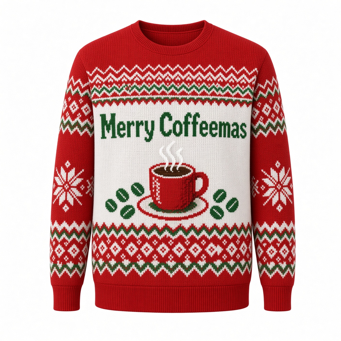 [popular-sweater:PX-04-01:front] Merry Coffeemas Ugly Christmas Sweatshirt - Front view